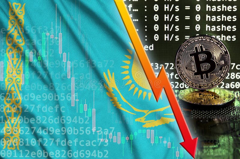 Kazachstan chorągwiana, spada czerwona strzała na i ilustracja wektor