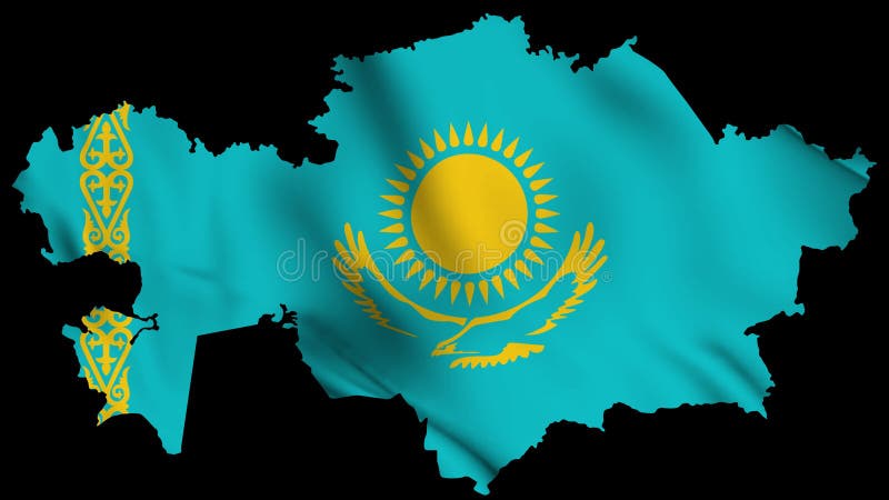 Kazachstan zwaait vlaggekaart met alfakanaal en naadloze lus