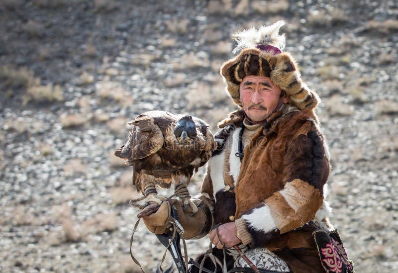Kazakh Eagle Hunter on His Horse Editorial Stock Image - Image of ulan ...