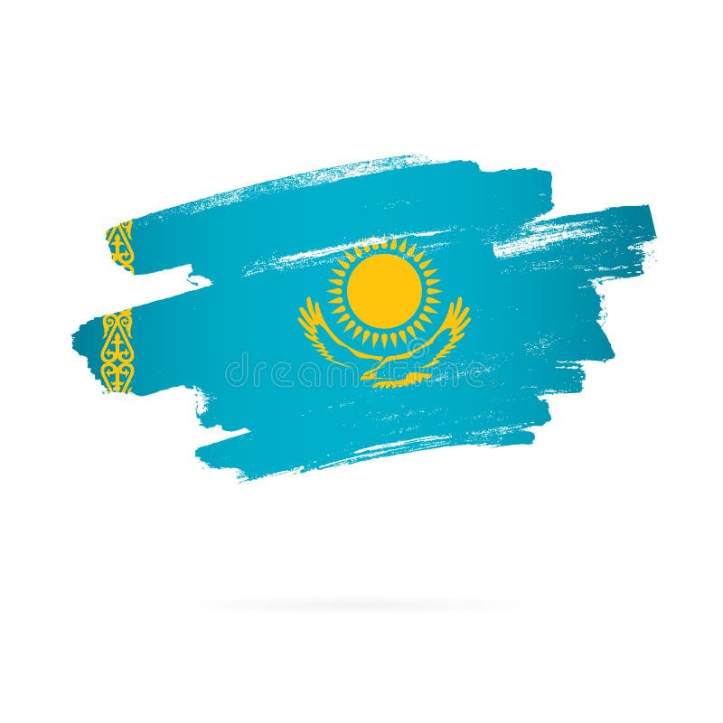 Kazakh Flag. Vector Illustration. Brush Strokes Stock Vector - Illustration  of strip, bird: 154462089