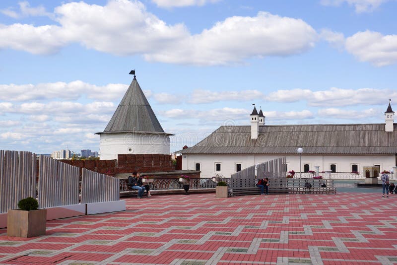 Nameless Tower of the Kazan Kremlin. Kazan, Russia - September 4, 2019. The Nameless Tower of the Kazan Kremlin. Built presumably by Moscow architects in the royalty free stock photos Nameless Tower of the Kazan Kremlin. Kazan, Russia - September 4, 2019. The Nameless Tower of the Kazan Kremlin. Built presumably by Moscow architects in the royalty free stock photos