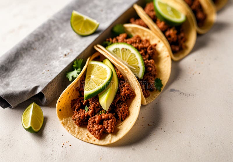 Każda taco serwowana jest w lekko toastowanych. royalty ilustracja