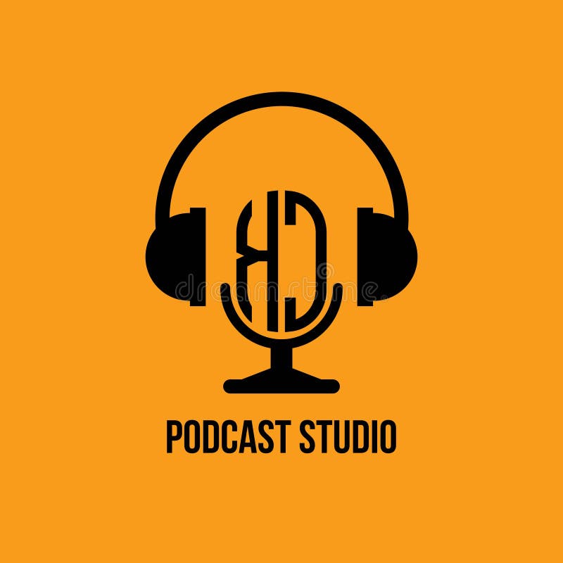 Kc - monogram hoofdtelefoon - en microfoonstijl stock illustratie