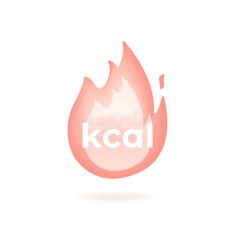 Kcal Icon, Kilocalorie, Fat Burning 3d Symbol. Stock Vector