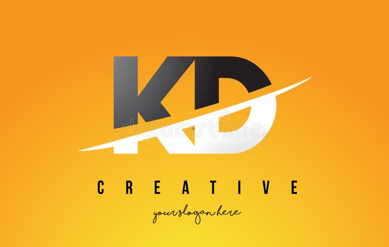 KD K D Letter Modern Logo Design with Yellow Background and Swoosh ...