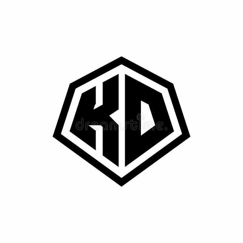 KD Monogram Logo with Hexagon Shape and Line Rounded Style Design ...