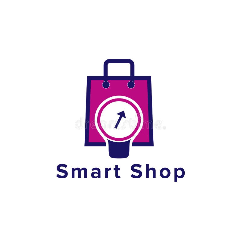 Smart Bulb Shopping logo design royalty free illustration
