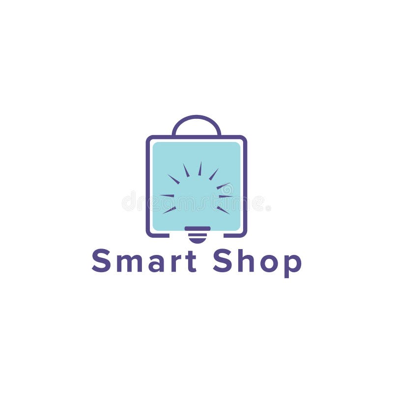Smart Bulb Shopping logo design stock illustration