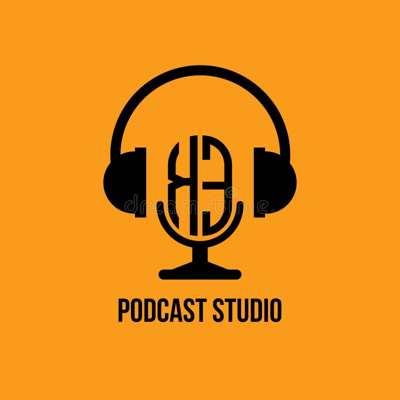 Ke monogram hoofdtelefoon- en microfoonstijl royalty-vrije illustratie