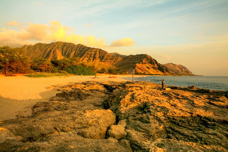 Keawaula Beach on Oahu`s dry west shore