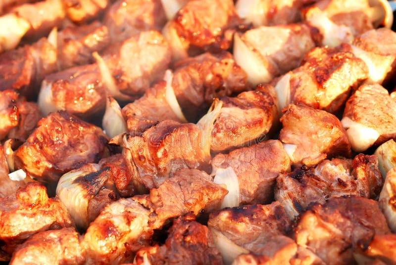 Kebab cebuli wieprzowina obrazy stock