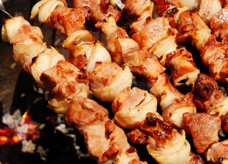 Kebab cebuli wieprzowina obrazy stock
