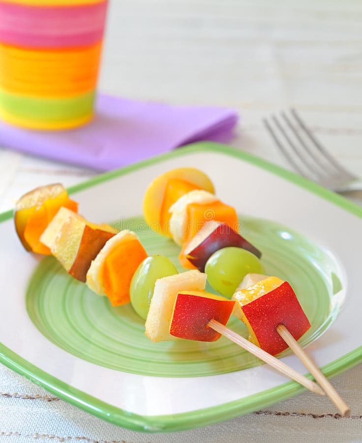 Kebab fruit on stick stock image. Image of meal, recipe 25627953