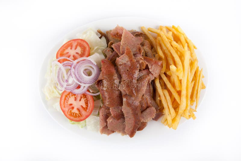 Kebab met frietjes royalty-vrije stock afbeeldingen