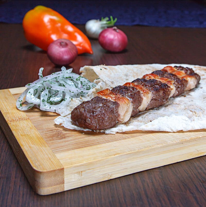 Kebab of minced meat stock photo. Image of eastern, minced 93054596