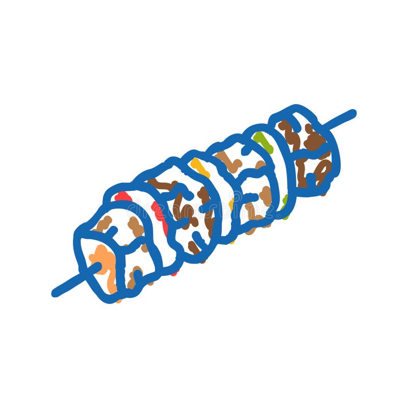 Kebab skewer turkese cuisine icon doodle illustrazione illustrazione vettoriale