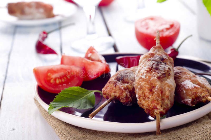 Kebab di agnello macinato immagini stock libere da diritti