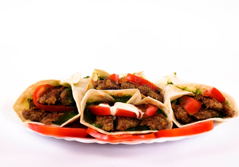 Kebabs on the plate stock photo. Image of gyros, kebab 25613118