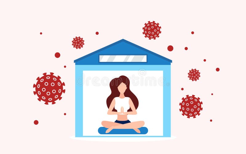 Keep Calm Stay Home Self Isolation In Quarantine Concept Stock Vector