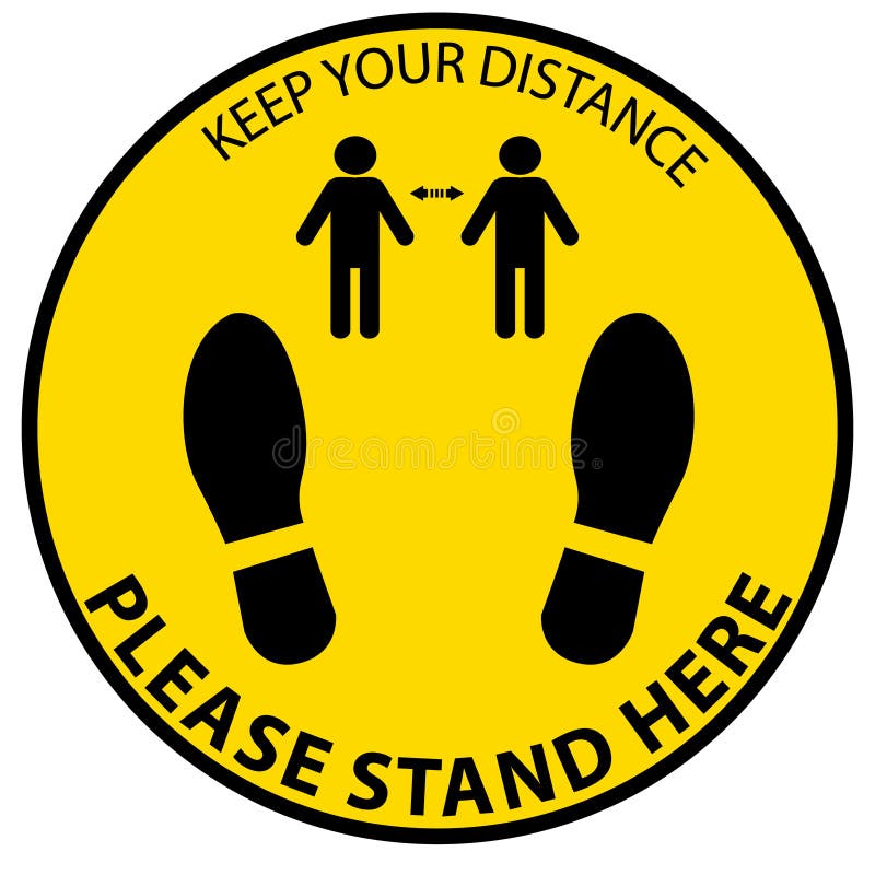Keep Distance,please Stand Here,icon, Notice or Clip Art Stock Vector