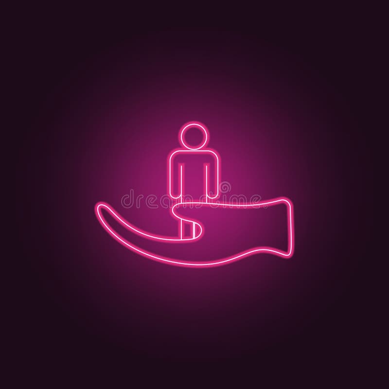 keep a man in one\'s hands icon. Elements of insurance in neon style icons. Simple icon for websites, web design, mobile app, info royalty free illustration keep a man in one\'s hands icon. Elements of insurance in neon style icons. Simple icon for websites, web design, mobile app, info royalty free illustration