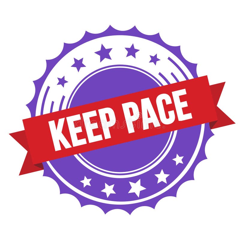 KEEP PACE text on red violet ribbon stamp vector illustration