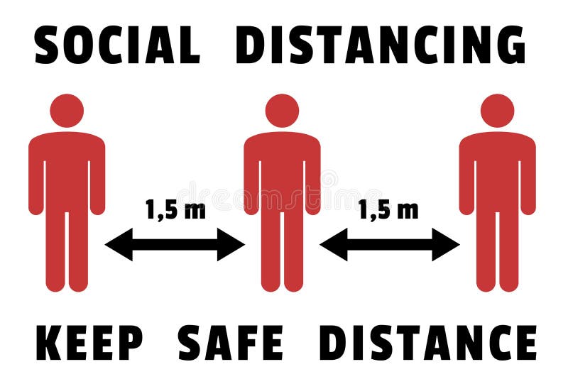 Keep a Safe Distance. Blue Circle Mandatory Sign Stock Illustration