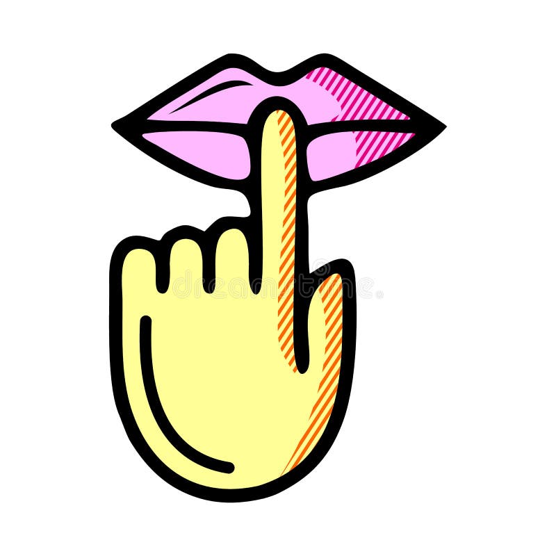 Keep Silence and Be Quiet Mouth Lips and Finger Silent Sign Stock