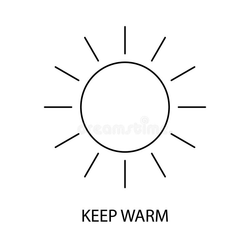 Keep warm line vector icon for food packaging, sun royalty free illustration