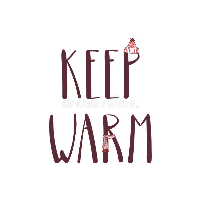 Keep Warm and Drink Cocoa! Autumnal Design Element for Print, Ca Stock