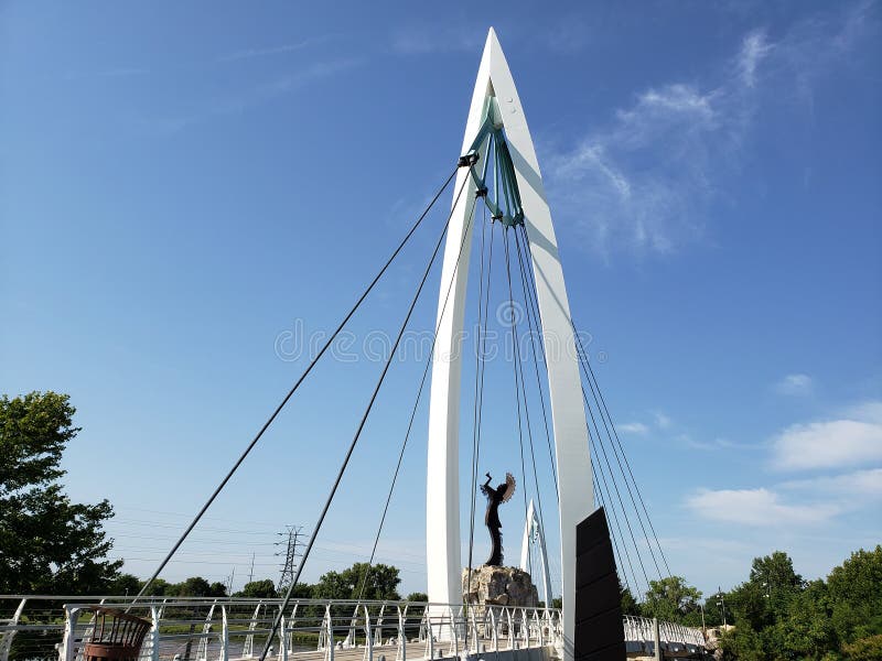 The keeper of plains , Pedestrian bridge Wichita Kansas view