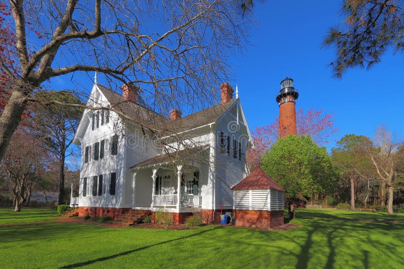 Keepers Quarters and the Currituck Beach Lighthouse Near Corolla, North