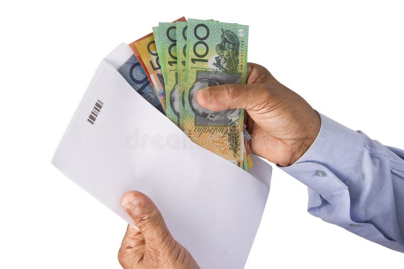Keeping Australian Dollars Money in Envelope. Stock Image Image of