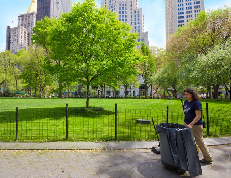Keeping NYC Park Clean editorial stock photo. Image of maintenance