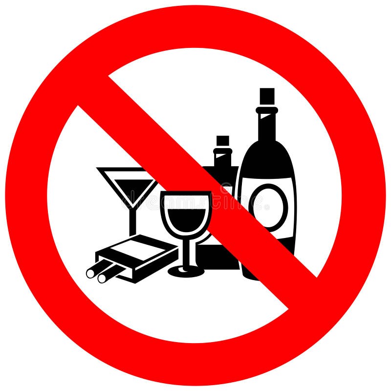 Kein Alkohol und rauchendes Zeichen vektor abbildung Kein Alkohol und rauchendes Zeichen vektor abbildung