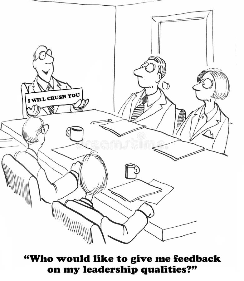 Business cartoon about not wanting any feedback. Business cartoon about not wanting any feedback.