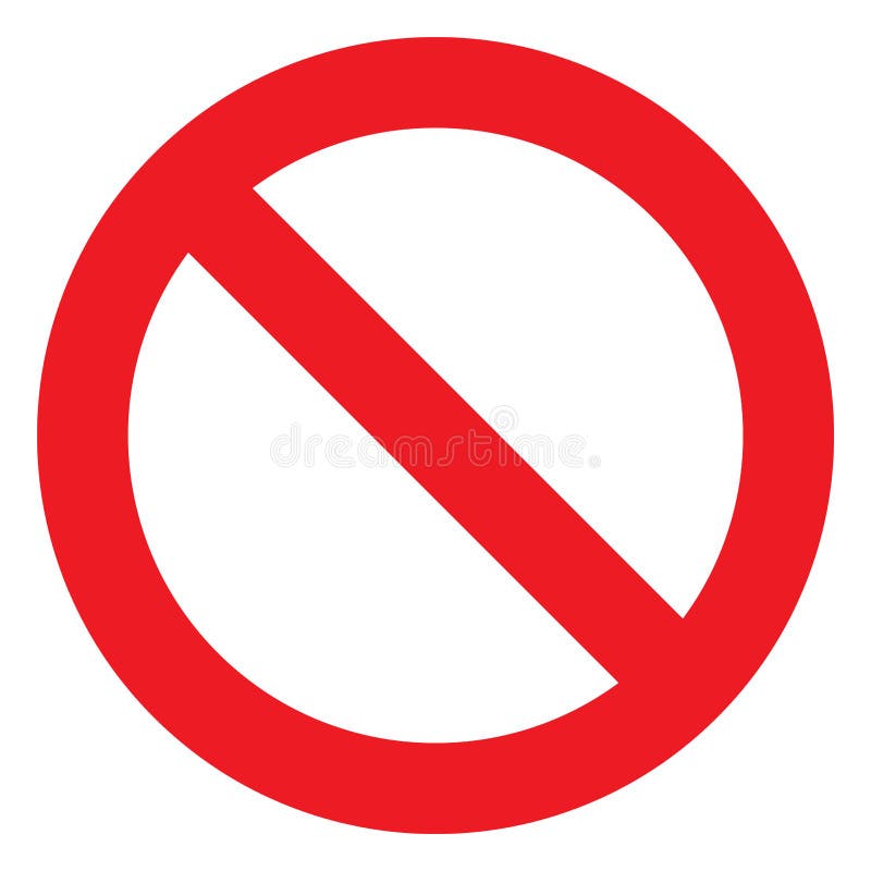 Kein roter Kreis der Seitenlinie Zeichenverbotvektorikonenendsymbols mit isolierten Marke