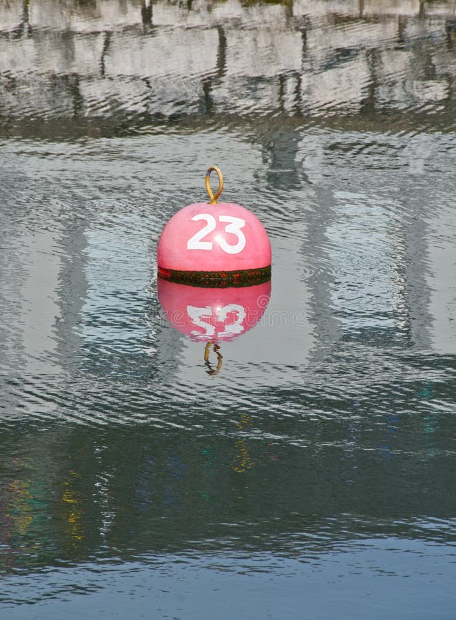 Red buoy with No 23. Red buoy with No 23