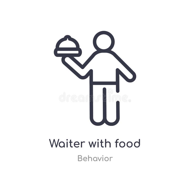 kelner met het overzichtspictogram van het voedseldienblad ge?soleerde lijn vectorillustratie van gedragsinzameling editable dunn stock illustratie kelner met het overzichtspictogram van het voedseldienblad ge?soleerde lijn vectorillustratie van gedragsinzameling editable dunn stock illustratie