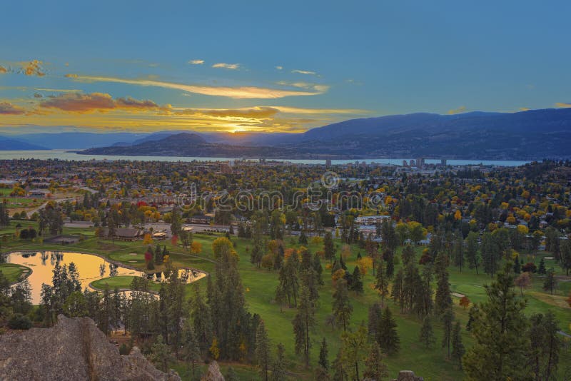 Kelowna golf course with Okanagan Lake in the Background in the fall Kelowna British Columbia Canada stock photos Kelowna golf course with Okanagan Lake in the Background in the fall Kelowna British Columbia Canada stock photos