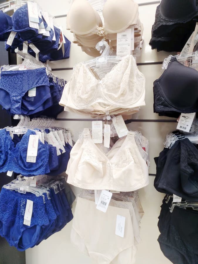 Various Female Bras and Panties Sells in a Boutique into the