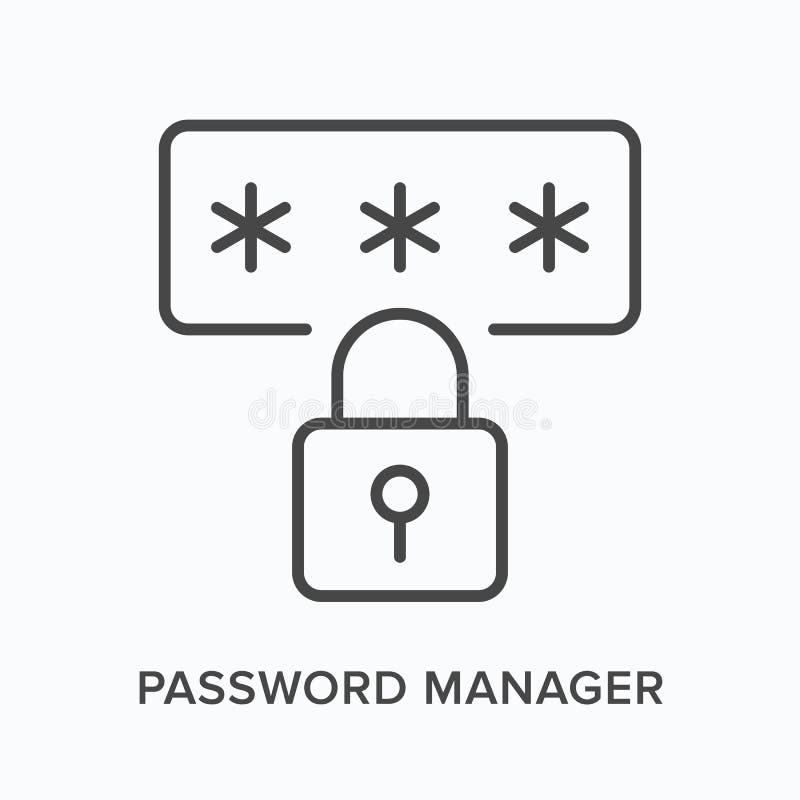 Kennwort-Manager-Symbol. Vektorgrafik der Zugriffssperre. Schwarz-dünn-lineares Piktogramm für Cyber vektor abbildung