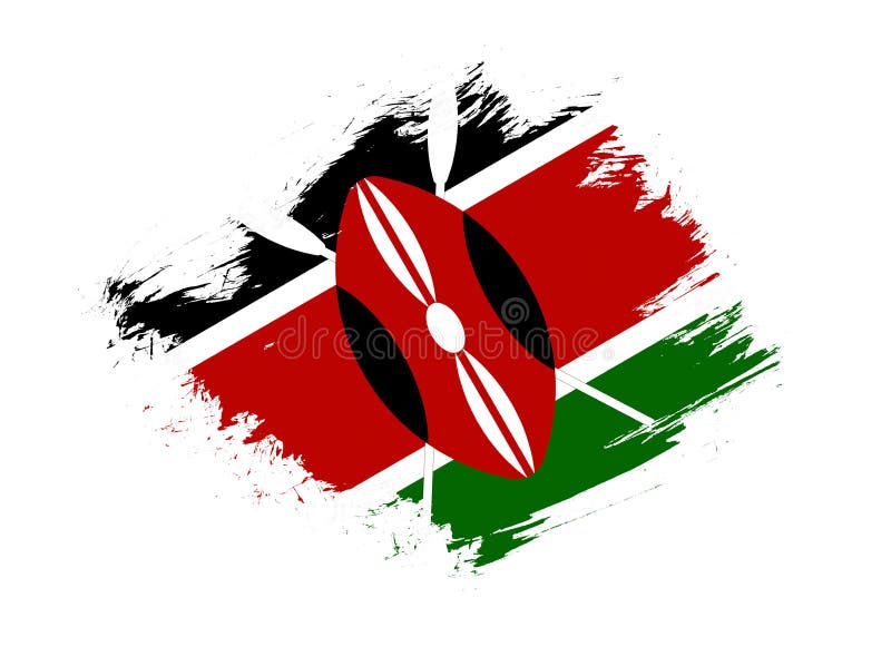 Kenya Flag with Abstract Paint Brush Texture Effect on White Background