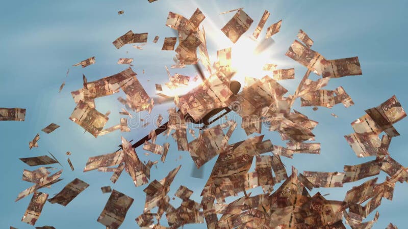 Kenya Shilling KES 1000 banknotes helicopter money dropping stock footage