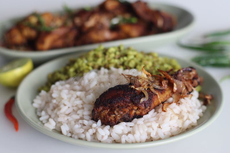 Kerala Boiled Brown Rice Meals with Long Beans and Boiled Mung Thoran