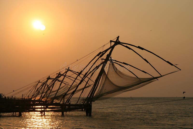 Kerala fishing nets stock photo. Image of indian, india 24540808