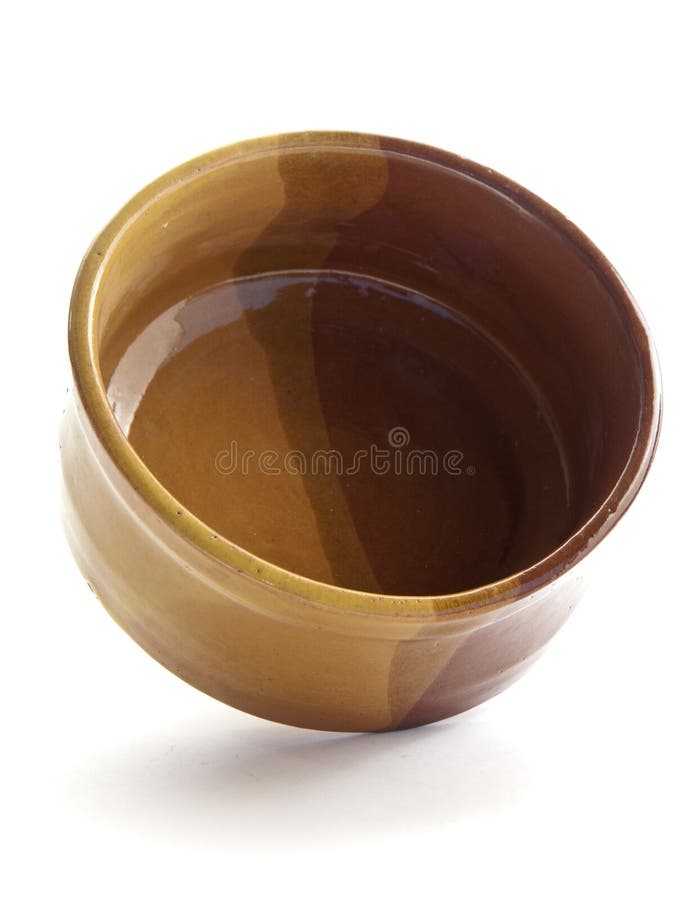 Brown Ceramic Pot Over White. Brown Ceramic Pot Over White