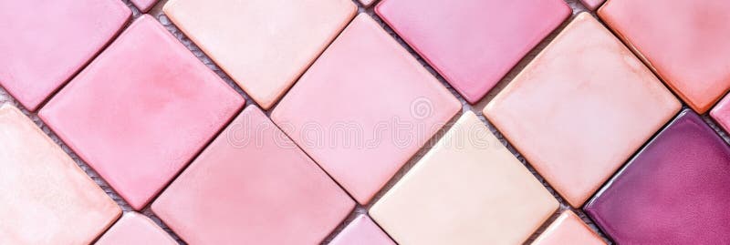Keramiska plattor i mjuk rosa rosor och lätt grädde som skapar ett geometriskt mönster som är perfekt för heminredning och invändi stock illustrationer