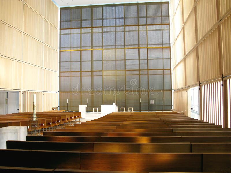 The interior of the modern Herz Jezu church in Stuttgart in Germany. The interior of the modern Herz Jezu church in Stuttgart in Germany