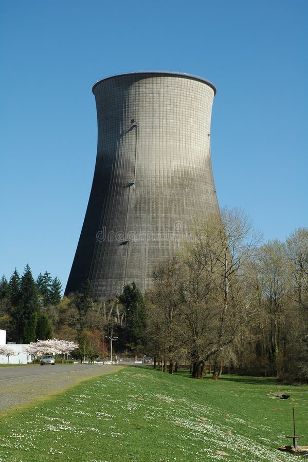 A photo of the tall concrete cooling tower at the Trojan Nuclear Power Plant, Portland, Oregon. A photo of the tall concrete cooling tower at the Trojan Nuclear Power Plant, Portland, Oregon.